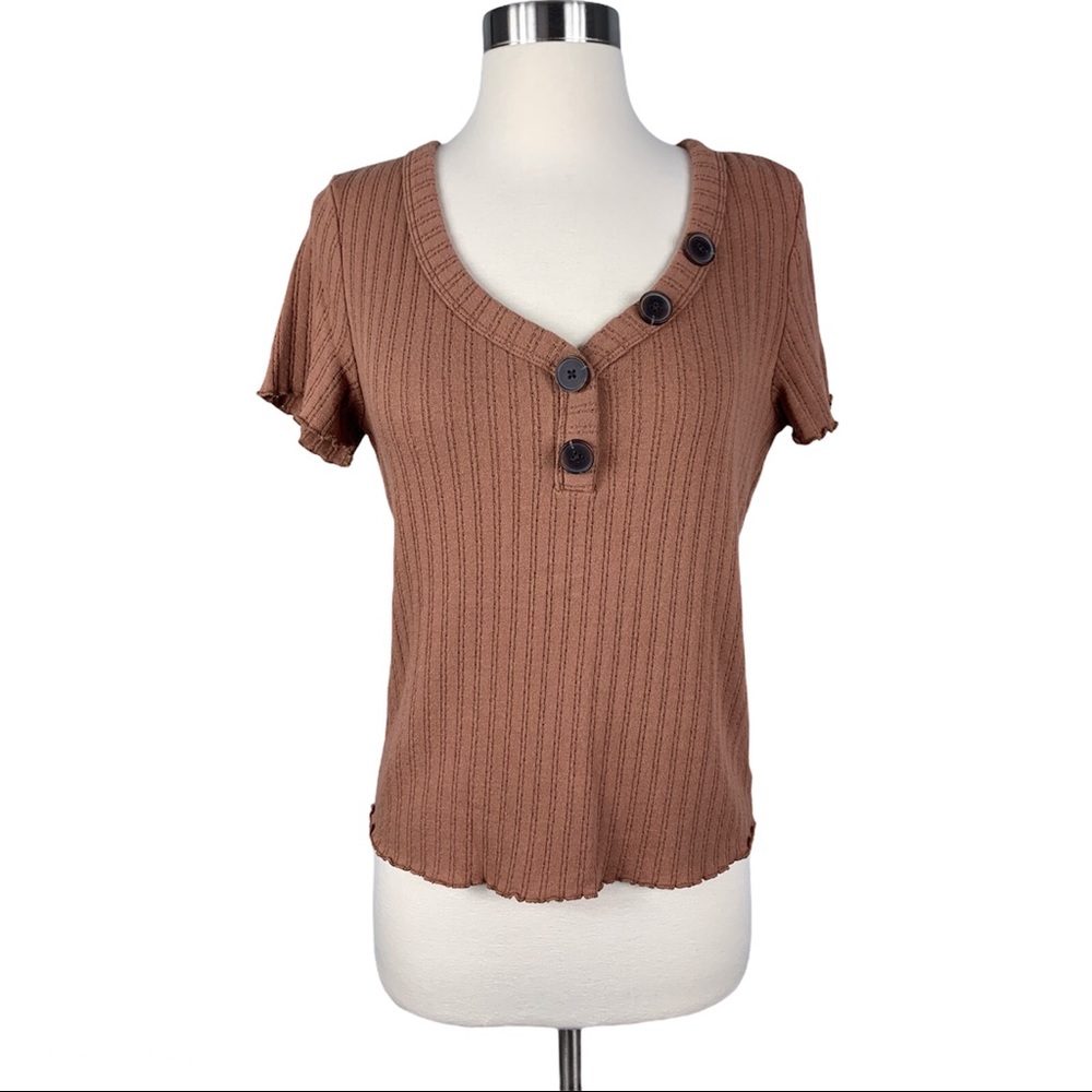 [American Eagle] Ribbed Button Detail Pullover Top - image 1